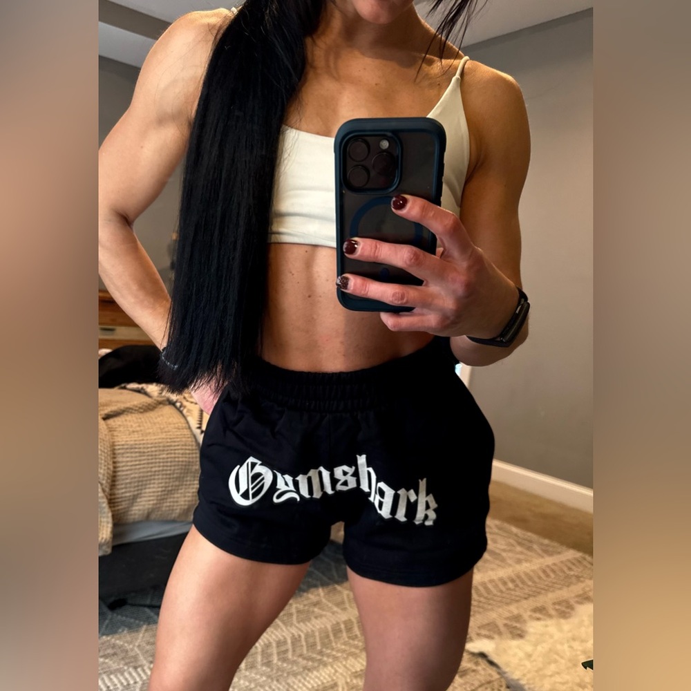 Gymshark Black Athletic Shorts with White Logo